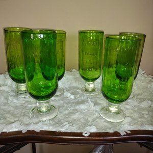 Vintage Bischoff Sons & Co Controlled Bubble Footed Pedestal Vases mid-century